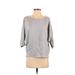 HEATHER Sweatshirt: Scoop Neck Covered Shoulder Gray Marled Tops - Women's Size Small