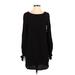 H&M Casual Dress - Shift Scoop Neck Long sleeves: Black Print Dresses - New - Women's Size 2