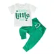 Baby Boy St Patricks Day Outfit 2Pcs Short Sleeve Round Neck Letters Clover Print Tops Long