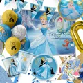 Décoration de fête d'anniversaire Disney cendrillon ballon de princesse nappe jetable vaisselle