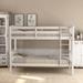 Twin Over Twin Bunk Bed with Ladder, Solid Wood Bunkbed Frame with Full-Length Guardrail, Can be Divided into 2 Individual Beds