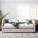 Full Size Upholstered Daybed with Twin Size Trundle, Solid Wooden Sofa Bed Bedframe with Strong Wood Slat Support, Easy Assemble