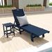 Polytrends Laguna All Weather Poly Pool Outdoor Chaise Lounge - Armless with Square Side Table (2-Piece)