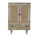 38 Inch 2 Door Cabinet, 1 Drawer, Acacia Wood, Cane Front, Weathered White