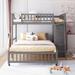 Wooden Twin Over Full Bunk Bed With Flexible Shelves,Six Drawers And Bottom Bed With Wheels