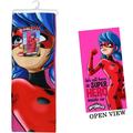 Miraculous Ladybug Microfiber Beach Towel 27x54 on Hanger with Hangtag