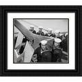 U.S. Archives 32x26 Black Ornate Wood Framed with Double Matting Museum Art Print Titled - WWII A Navy gun crew who were all awarded the Navy Cross