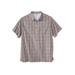 Men's Big & Tall Short Sleeve Printed Check Sport Shirt by KingSize in Gold Check (Size 5XL)