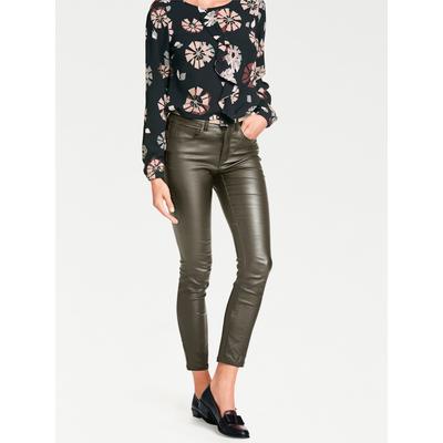 Röhrenhose HEINE, Damen, Gr. 20, Kurzgrößen, grün (khaki), 76% Viskose, 21% Polyamid, 3% Elasthan, Miedereinsatz:15% Elasthan, 85% Polyamid, unifarben, lang, Hosen Image
