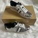 Michael Kors Shoes | Michael Kors, Franke Stripe Sneakers, Metallic Leather | Color: Silver | Size: 5.5