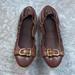 Burberry Shoes | Burberry Leather Rounded Toe Flats Brown With Gold Buckle | Color: Brown/Gold | Size: 40eu