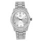 Ice Star Ladies ICY Diamond Watch with Sleek Dial,42mm Case Size,Simulated Diamond Watch 2-Row Stone Bezel,Adjustable Metal Band,Quartz Movement, womens-standard, Dressy Watch