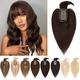 S-noilite Hair Toppers for Thinning Hair Women Real Hair with Bangs, Human Hair Extensions With Fringe Clip in Toupee Silk Base Hair Pieces 130% Density (16 Inch, 2 Dark Brown)