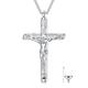 PELOVNY Sterling Silver Cross Necklace For Men Boy Women Jesus Christ Crucifix Pendant Necklace Jesus Religious Jewelry - 22+2/18+2'', Sterling Silver, non
