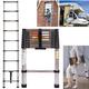 Telescopic Ladder 2.6M, Portable Telescoping Extension Ladder Stainless Steel Compact Home Loft Ladder Portable Collapsible Ladder, Extendable Roof Ladders Multi Purpose for Outdoor Indoor Use