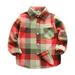 JDEFEG 4T Boy Long Sleeve Kids Toddler Flannel Jacket Plaid Long Sleeve Lapel Button Shacket Baby Boys Girls Shirt Top Coat Outwear Tees Big Boys Polyester Orange 160