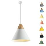 Kiven H-Style Track Mount Pendant Fixture Scandinavian Style Pendant Lights for Kitchen Hanging Lamp Modern Wood and Aluminium Light White - 1 Pack