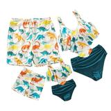 PatPat Toddler Girls Swimsuits Two Piece Bikini Set Dinosaur Ruched Family Matching Bathing Suit Sizes 2-9