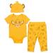 Disney Lion King Simba Newborn Baby Boy or Girl Bodysuit Pants and Hat 3 Piece Outfit Set Newborn to Infant