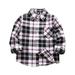 JDEFEG 4T Boy Long Sleeve Kids Toddler Flannel Jacket Plaid Long Sleeve Lapel Button Shacket Baby Boys Girls Shirt Top Coat Outwear Tees Big Boys Polyester Grey 120