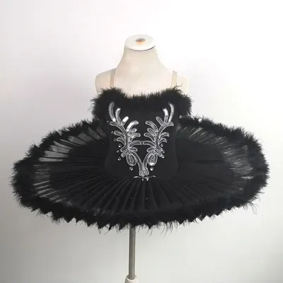 Tutu de Ballet professionnel pour femmes et enfants Costume de cygne blanc noir plume pour