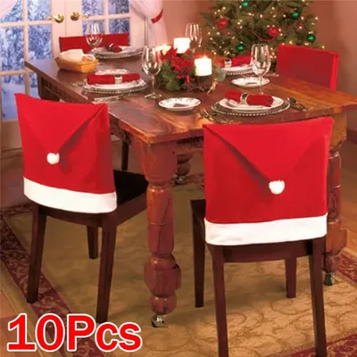1-10pcs Chair Back Cover Home Party Dinner Table Decorative Case Festive Art Kitchen New Year