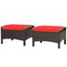 Costway Set of 2 Fade-Resistant Wicker Patio Ottoman-Red