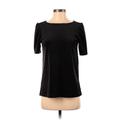 Ann Taylor LOFT Short Sleeve Top Black Scoop Neck Tops - Women's Size Small Petite