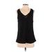 Banana Republic Sleeveless Blouse: Plunge Covered Shoulder Black Print Tops - Women's Size X-Small