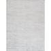 Canvello Modern Hand-Loomed Ivory/Silver Bsilk & Wool Area Rug- 9' X 12' - Ivory - Silver - 9' 0" x 12' 0"