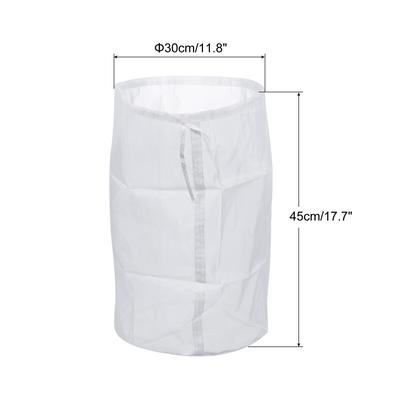 160 Mesh Paint Filter Bag 11.8" Dia Nylon Strainer with Drawstring 2Pcs - White