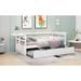 Twin Size Daybed Pull-out Wood Bed with Trundle, Foldable Shelves on Both Sides