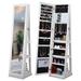 360°Swivel Wood Jewelry Cabinet with Full Length Mirror