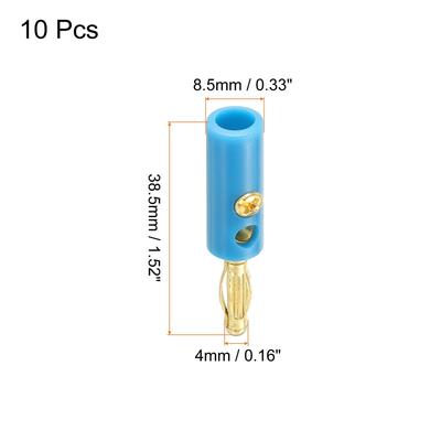 Speaker Banana Plugs Connector Jack Connector 4mm Gold-Plated Alloy Blue 10Pcs