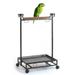 Large Deluxe Wrought Iron Parrot Bird Play Stand Natural Wood Perch Stainless Steel Bowls Play Gym Play Ground Rolling Stand