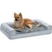 FurHaven Pet Products Plush Fur & Diamond Print Cooling Gel Nest-Top Sofa-Style Pet Bed for Dogs & Cats - Gray Medium