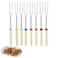 Telescoping BBQ Forks Marshmallow Roasting Sticks Smores Skewers Hot Dog Fork BBQ Grill Tool Set with Wooden Handle Patio Fire Pit Camping Cookware