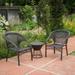GDF Studio Tyburn Outdoor Wicker 3 Piece Stacking Chair Chat Set Multibrown