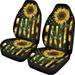 FKELYI Sunflower and American Flag Car Seat Cover Front Only 2 Pieces Front Seat Decor Safe Protectors High Back Seat Covers for Women Men Universal for Auto Cars 4 of July