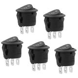 Frcolor 5 PCS 3 Car Round Rocker Switches 23mm Single Pole Toggle Switch Double Throw Push Buttons (Black)