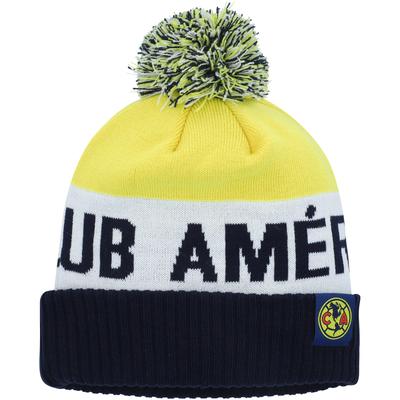 Men's Nike Navy/Yellow Club America Classic Stripe Cuffed Knit Hat with Pom