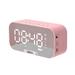 Digital Mirror Surface Alarm Clock with BT Speaker & & Temperature Display Dual Alarms Electronic Desktop Clock Rechargeable Portable Music Player Support TF Card 3 Levels Brightness Phone