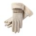 Winter Gloves Mens Winter Gloves Women s Warm Keep Cold Proof Warm Touchable Screen Winter Wool Thickening Plush Glove Disposable Gloves Faux Leather Gloves New Arrival Khaki One Size