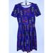 Lularoe Dresses | Lularoe Ladies Womens Multicolor Short Sleeve Back Zip Dress Size Medium Nwot | Color: Blue/Red | Size: M