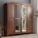 Palace Imports 100% Solid Wood Kyle 4-Door Wardrobe Armoire with Solid Wood or Mirrored Doors
