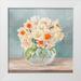 Dellal Remy 20x20 White Modern Wood Framed Museum Art Print Titled - Fleurs et Vases Aquamarine II