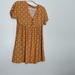 Madewell Dresses | Madewell Yellow Floral Mini Dress Womens V Neck Swing Mustard | Color: Yellow | Size: Xs