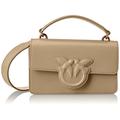 Pinko Damen Love One Mini Light Kalbsleder Sp Tasche, D28q_beige Safari-Antique Gold