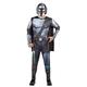 Jazwares Star Wars Mandalorian Adult Men's Halloween Cosplay Costume Padded Jumpsuit, Attached Cape, and Molded Half Mask (ADULT MEN'S LARGE (36/38))