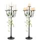 Sziqiqi 122cm Tall Candlestick Holders Floor Candelabra 5 Arms Distressed Black Candle Holders for Pillar Candles Multi-Functional Gothic Flower Centerpiece for Funeral Ceremony Halloween Decor